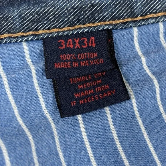 Cremieux Premium Straight Men's 34X 34 Blue Jeans Whiskers Cotton Denim Street - Picture 9 of 10